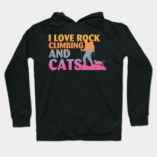 I Love Rock Climbing & Cats Cute Kitty Cat Lover Hoodie